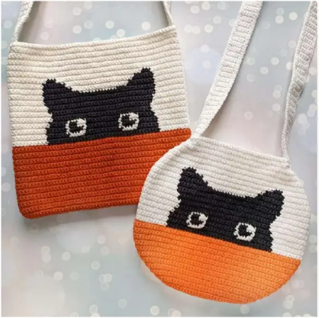 Black Cat Square Bag Crochet Pattern