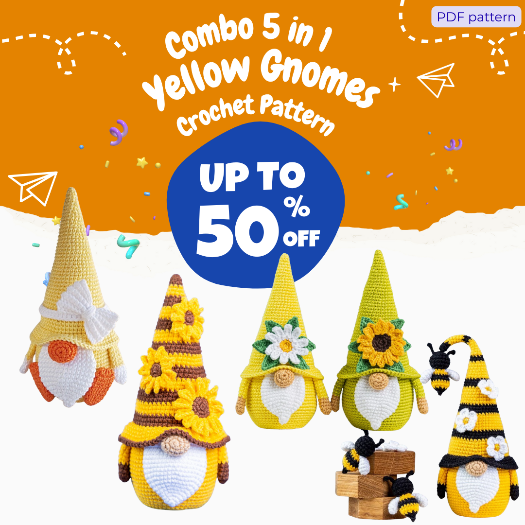 Combo 5 in 1 Yellow Gnome Crochet Pattern