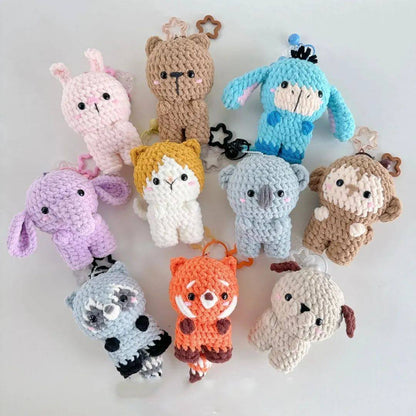 Combo 10 in 1 Animal Friends Keychain Crochet Pattern