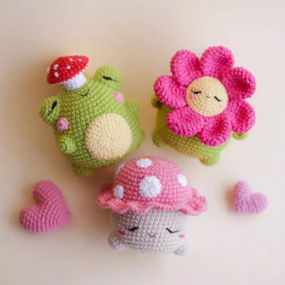 Frog Flower Mushroom Crochet Pattern