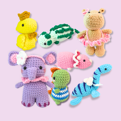 Savage Trio: Hippo, Dino & Elephant Adventures Crochet Pattern