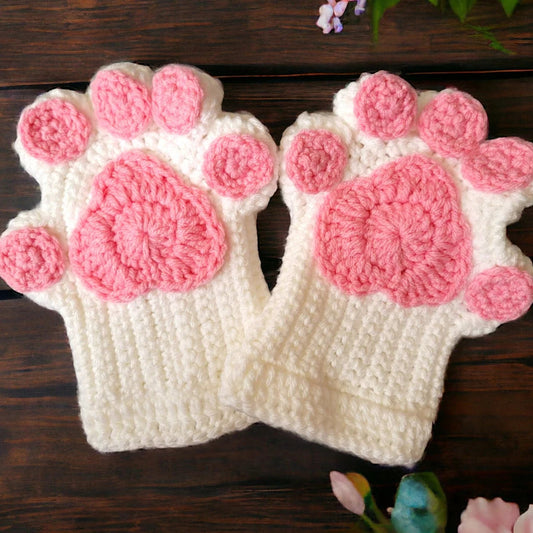 Cat Paw Fingerless Gloves Crochet Pattern