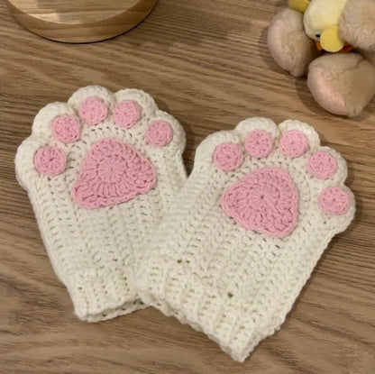 Cat Paw Fingerless Gloves Crochet Pattern