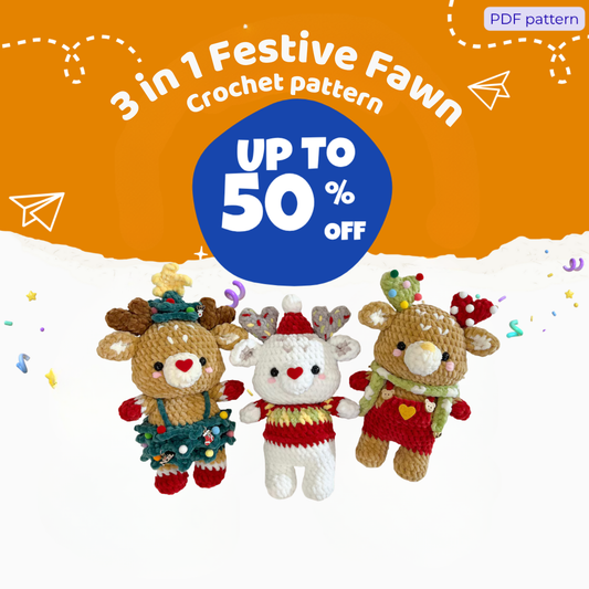 Combo 3 in 1 Festive Fawn Crochet Pattern