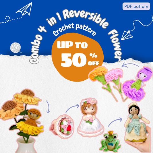 Combo 4 in 1 Reversible  Flower Crochet Pattern