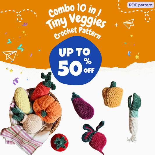 Combo 10-in-1 Tiny Veggies  Crochet Pattern