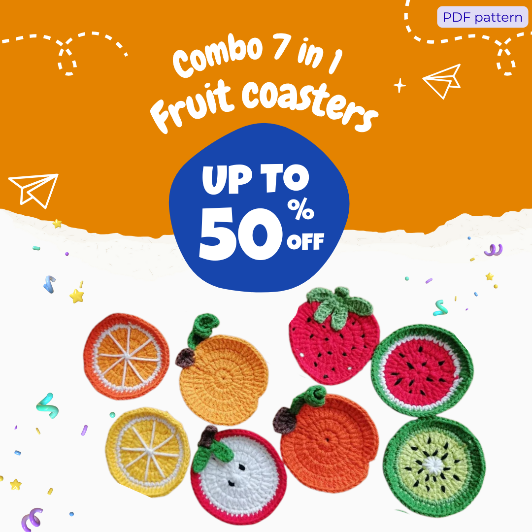 Combo 7 in 1 Fruit coasters crochet pattern