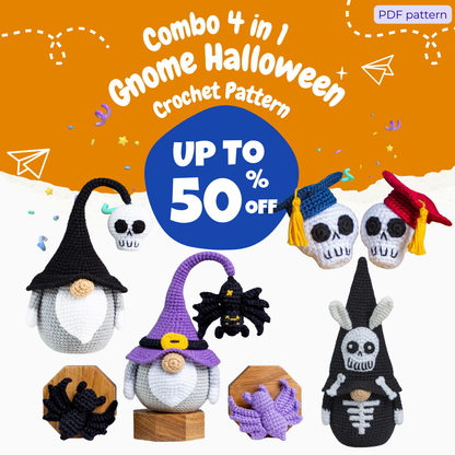 Combo 4 in 1 Gnome Halloween Crochet Pattern