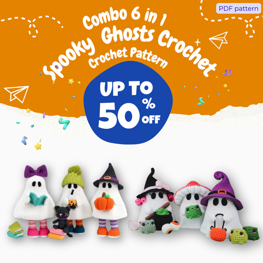 Combo 6 in 1 Spooky  Ghosts Crochet  Crochet Pattern