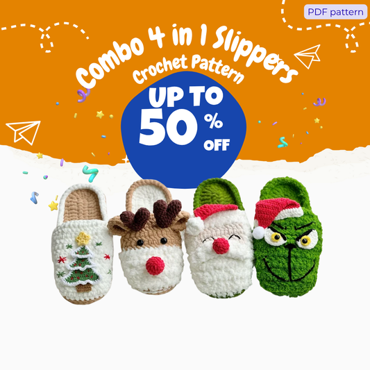 Combo 4 in 1 Slippers Crochet Pattern