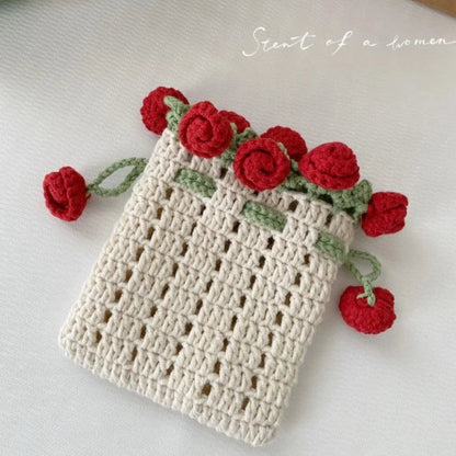 Rose drawstring bag Crochet Pattern
