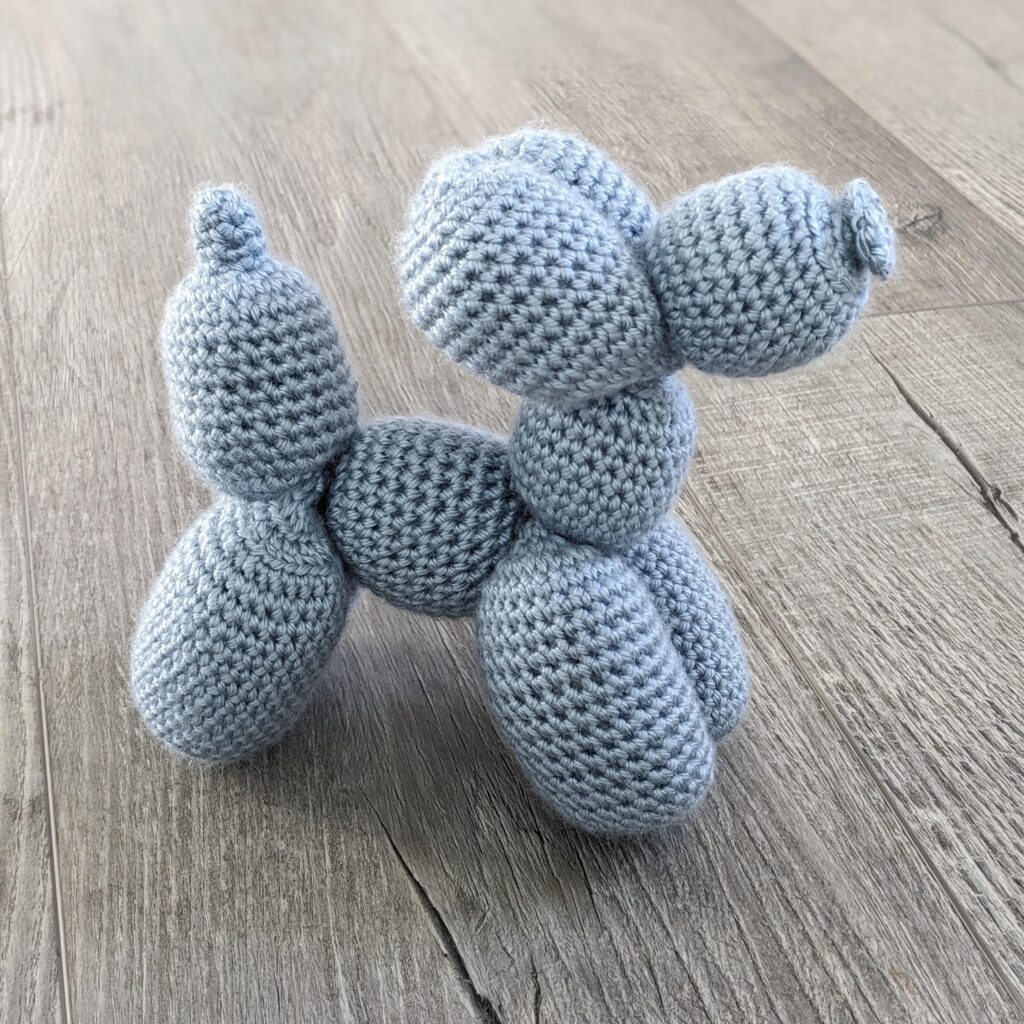 Finished Poppy the Balloon Pup Crochet Amigurumi Dog