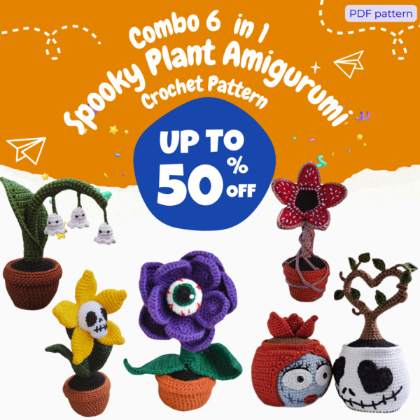 Combo 6 in 1 Spooky Plant Amigurumi Crochet Pattern