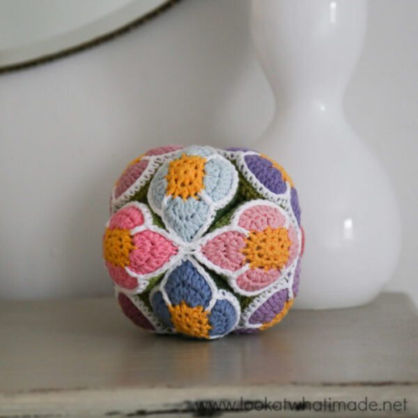 Finished Colorful Flower Ball Crochet Pattern Toy