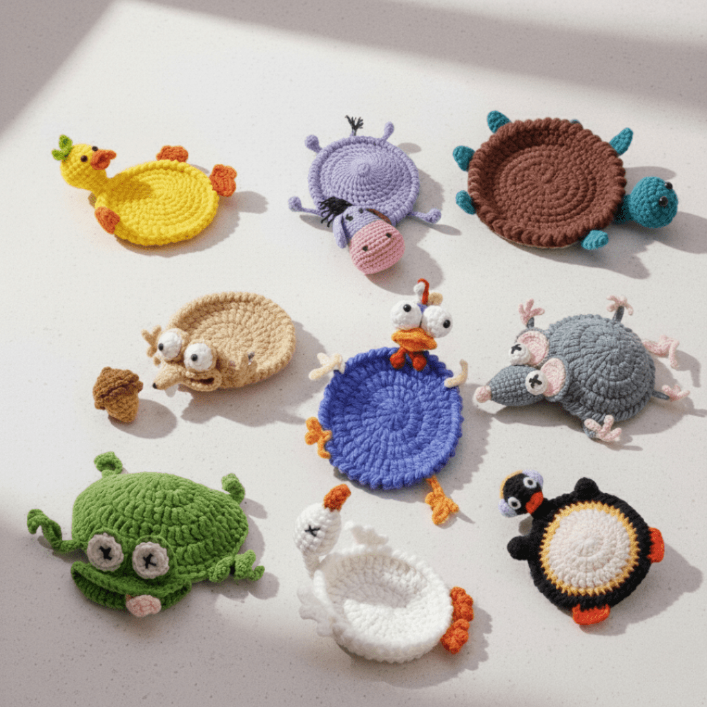 Finished Animal Coaster Crochet Pattern Set
