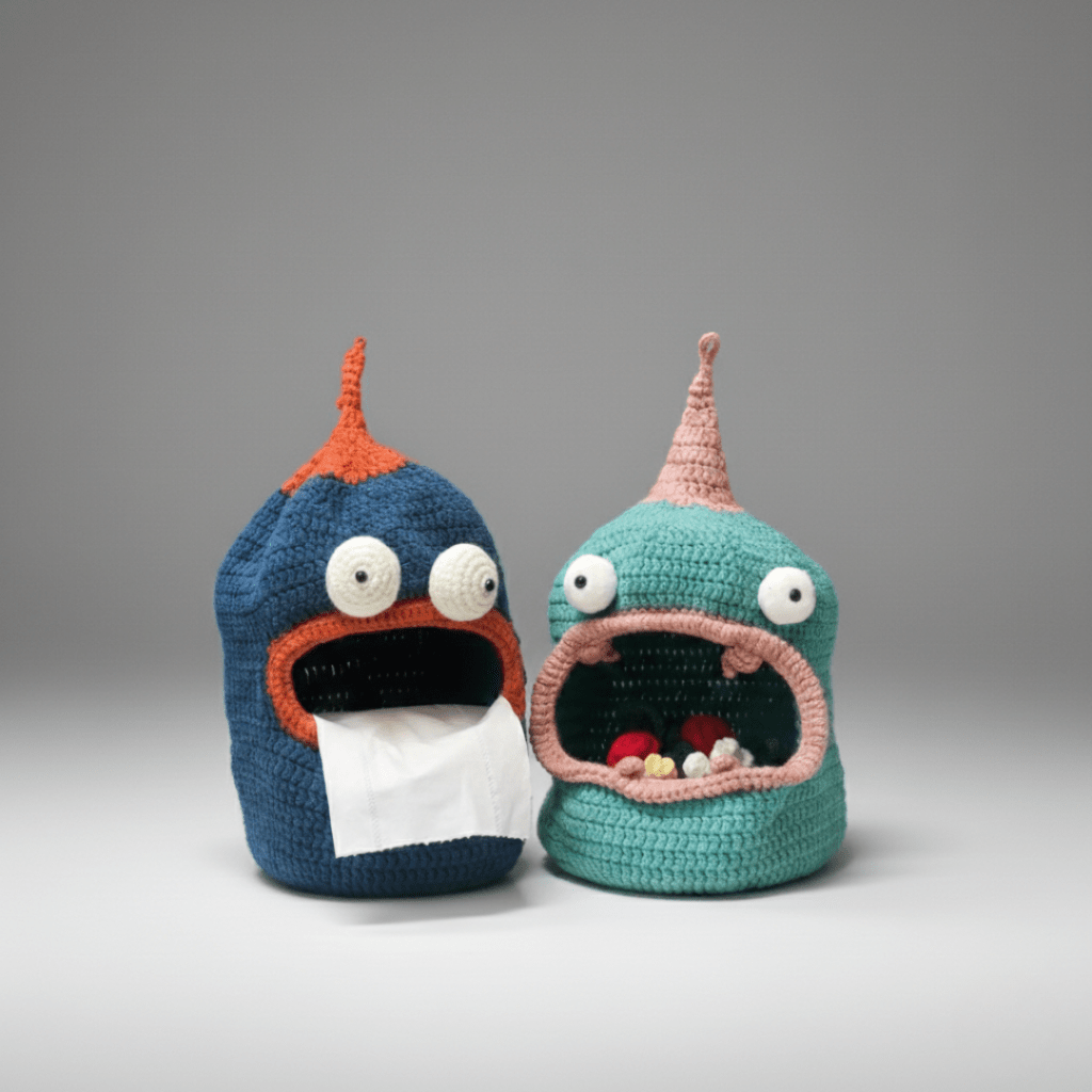 Finished Big Mouth Monster Storage Crochet Pattern Tissue Cover