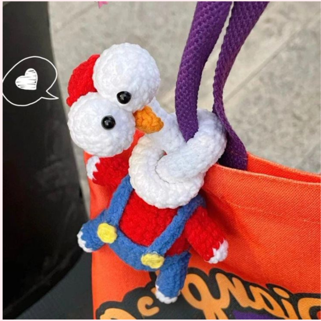 Finished Goofy Long Neck Chick Bag Charm Crochet Pattern