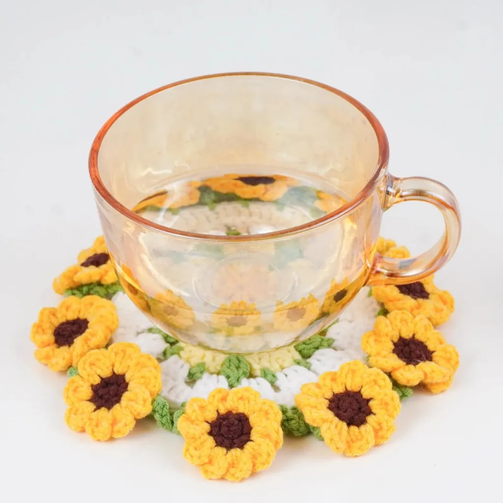 Finished Sunflower Coaster Crochet Pattern