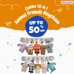 Combo 10 in 1 Animal Friends Keychain Crochet Pattern